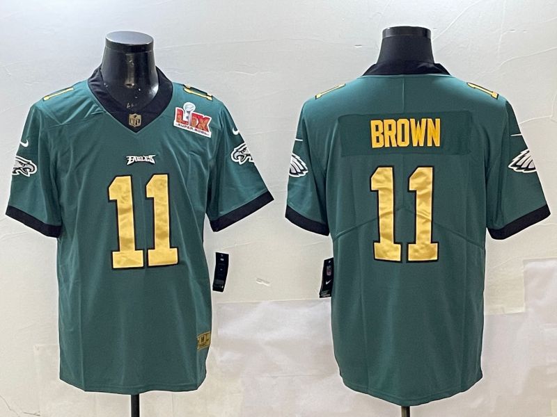 Men Philadelphia Eagles #11 Brown Green Gold Nike 2025 Limited NFL Jersey style 2